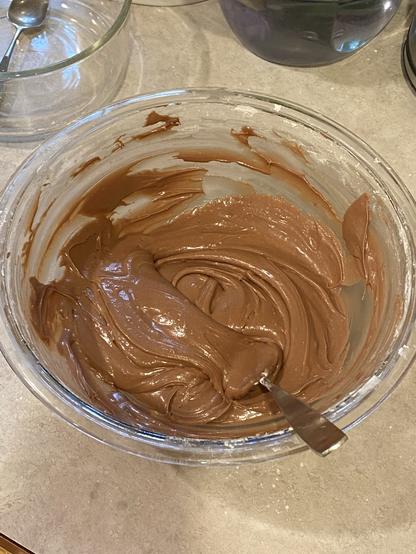 a bowl of homemade chocolate frosting
