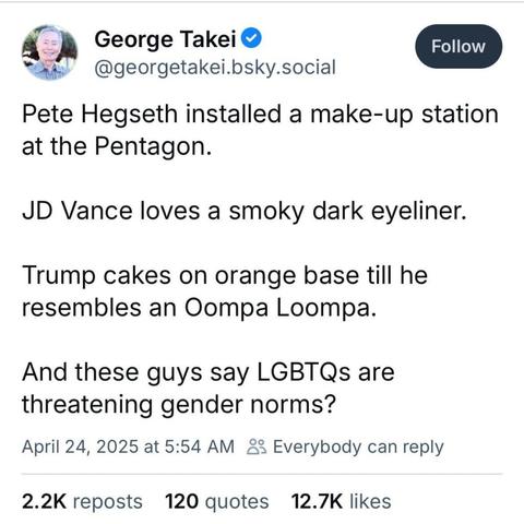 George Takei comments on the current administration being threatened by the LGBTQ+ community