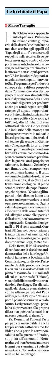 L'editoriale di Marco Travaglio. 
(Il Fatto Quotidiano, 25/04/2025)