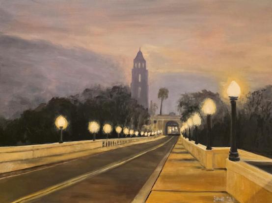 Balboa Park at Dawn, San Diego. Oil on canvas 24x18