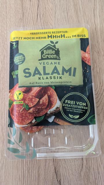 Vegane Salami von Billie Green, Überschrift: verbesserte Rezeptur
