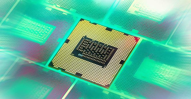 An image depicting a generic CPU against a green background.