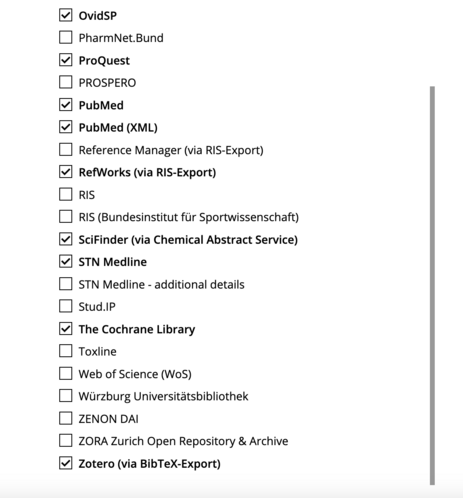 Screenshot 2 von 2 der Import-Formate-Liste für Citavi online.