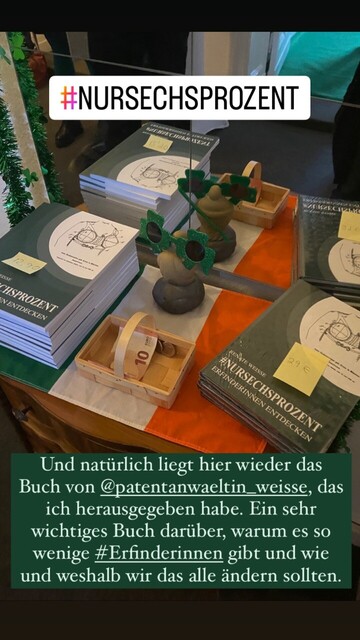 Und natürlich liegt hier wieder das Buch von @patentanwaeltin_ weisse, das ich herausgegeben habe. Ein sehr wichtiges Buch darüber, warum es so wenige #Erfinderinnen gibt und wie und weshalb wir das alle ändern sollten.

#NURSECHSPROZENT ERFINDERINNEN ENTDECKEN von Dr. Renate Weisse