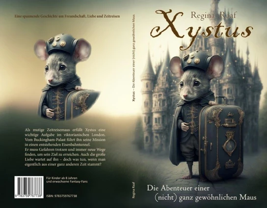Cover des Buches Xystus - Die Abenteuer einer (nicht) ganz gewöhnlichen Maus.

Das Bild zeigt eine Maus in Steampunkkleidung vor einem traumhaft schönen Schloss.