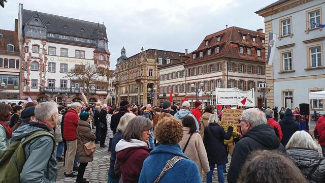 Landau, Pfalz. Marktplatz, Demo gegen den rechten Schwachsinn 